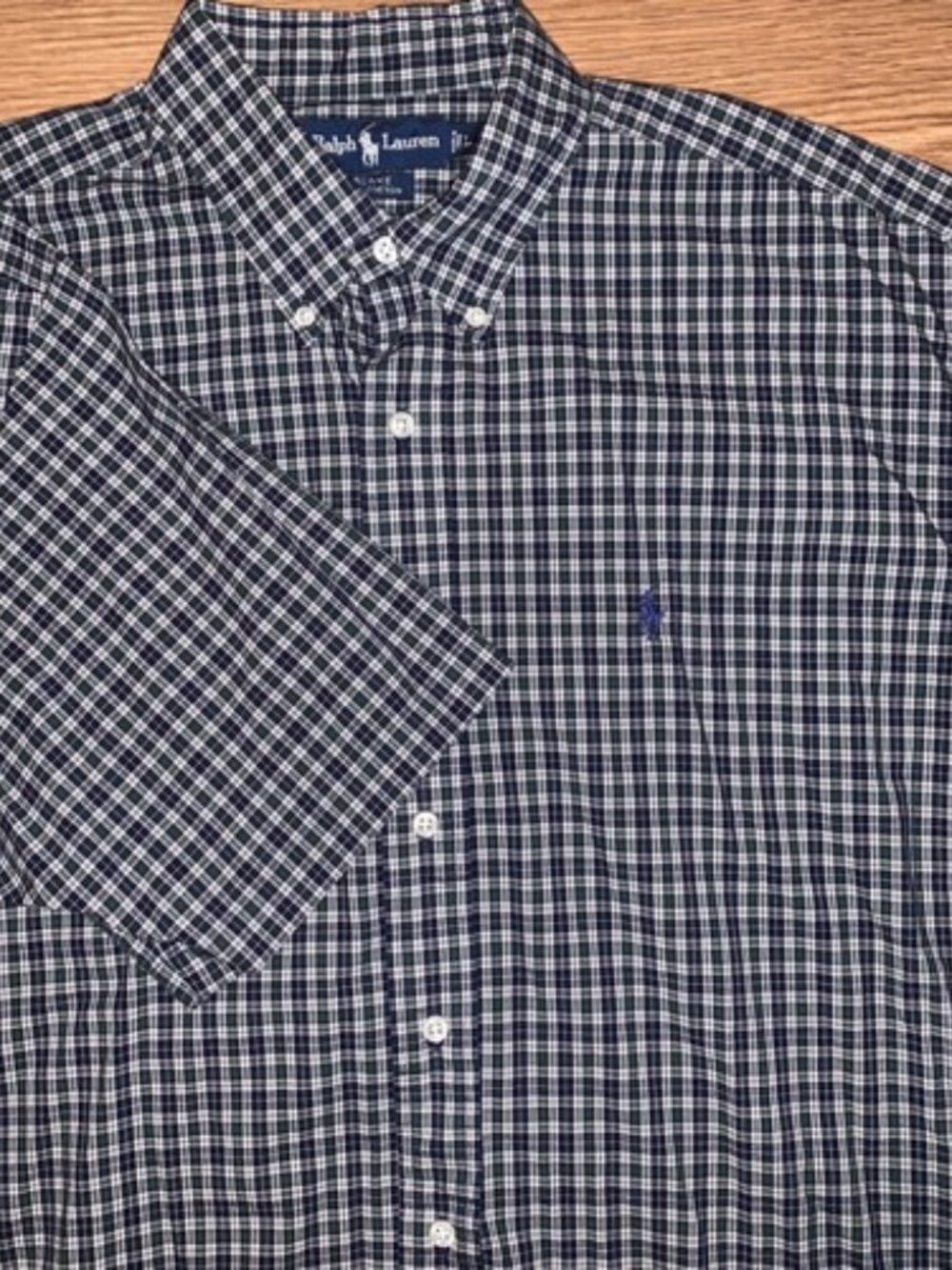 Ralph Lauren Blake Green Blue Plaid Button Up Casual Men's Sz L